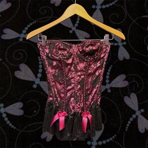 Elegant Pink and Black Lace Corset
